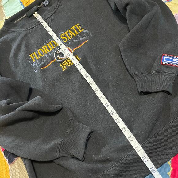 Y2K Florida State Seminoles FSU Black Embroidered Crewneck Large - Picture 4 of 6